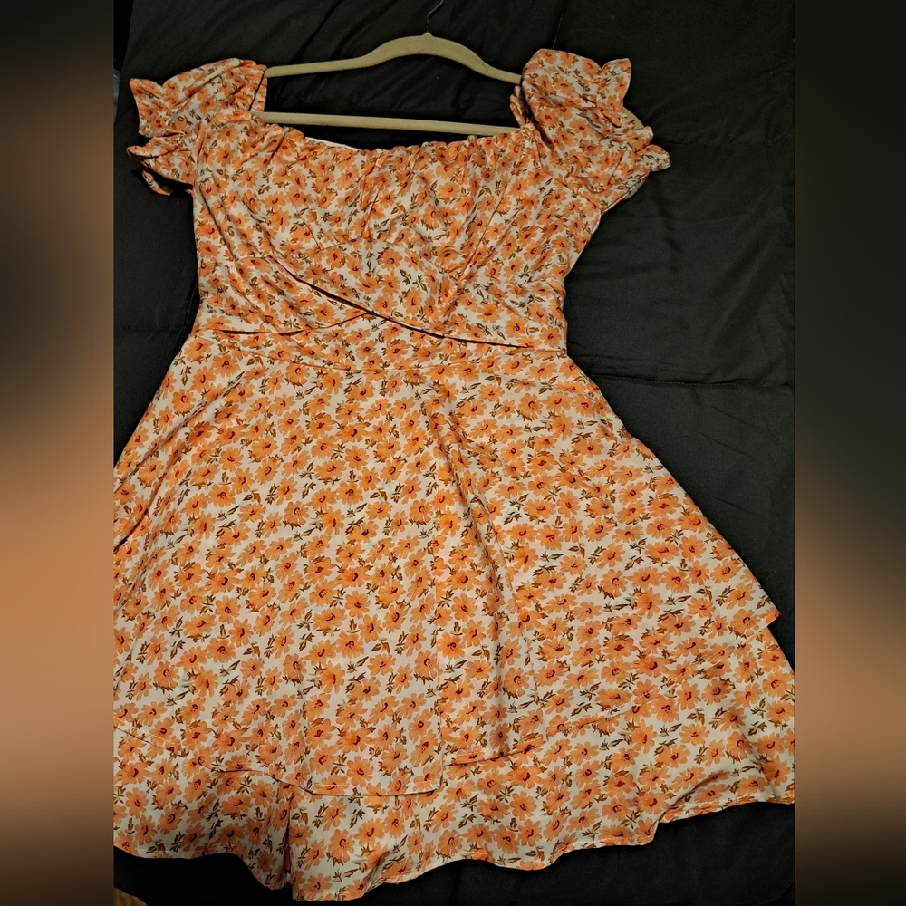 Orange floral romper